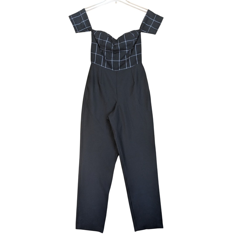 Line & Dot Black Off‎ Shoulder Jumpsuit Chic Party Cocktail Event Women's XS